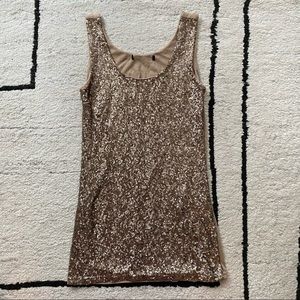 Rose Gold Sequin Scoopneck Tank Top